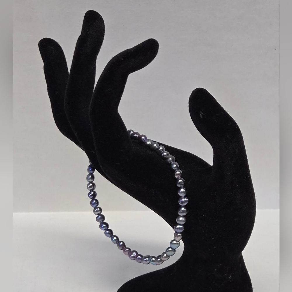 Peacock Baroque Freshwater Pearl Stretch Brclt, Fits 7.5" to possibly 8.5" wrist